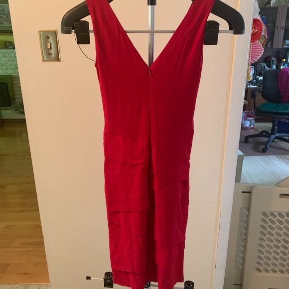 Nicole Miller Size P Red Cocktail Midi Dress - Picture 2 of 4